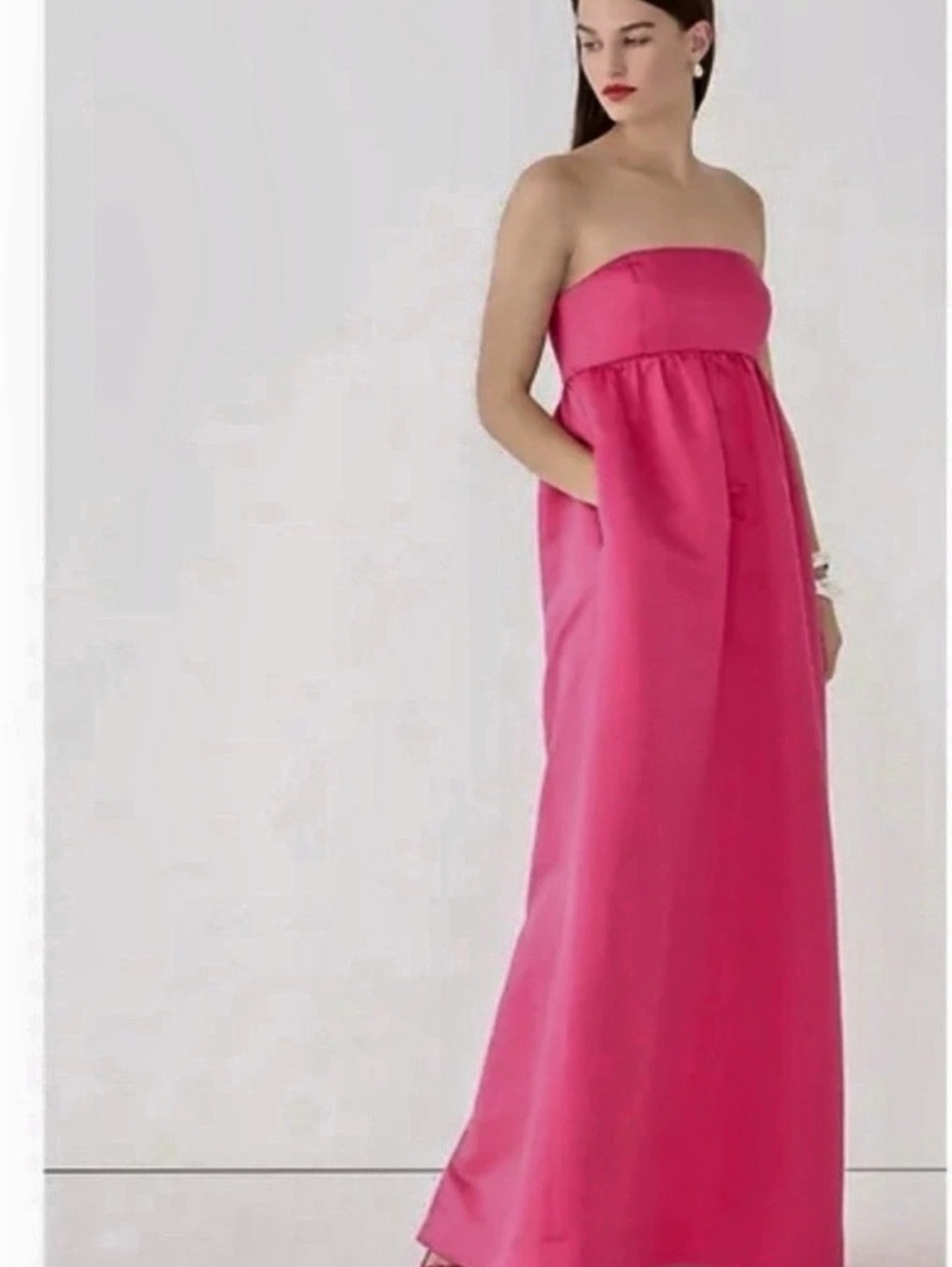 J.Crew Pink Strapless Midi Dress in Duchesse Satin Size 4